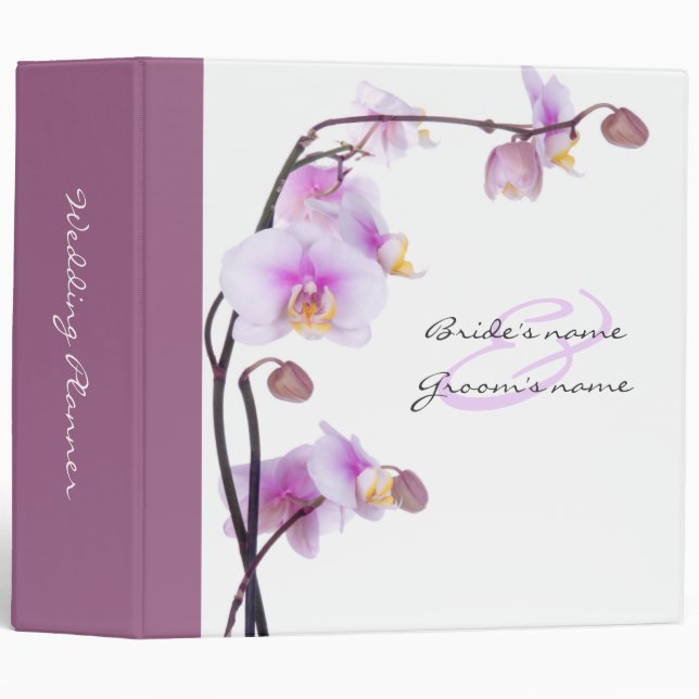 Purple and White Orchid Wedding Planner Binder (Front/Spine)