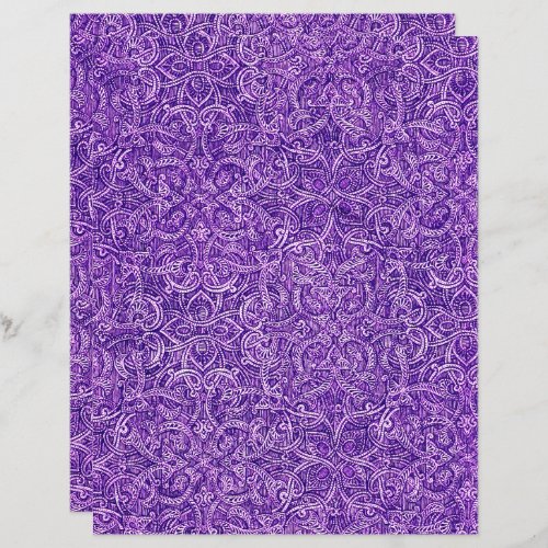 Purple and white ornate pattern scrapbook paper