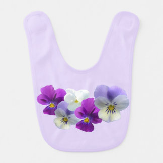 Purple and White Pansies Baby Bib