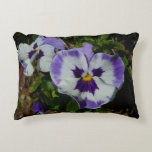 Purple and White Pansies Colorful Floral Accent Pillow