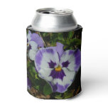 Purple and White Pansies Colorful Floral Can Cooler