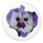 Purple and White Pansies Colorful Floral Ceramic Knob