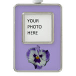 Purple and White Pansies Colorful Floral Christmas Ornament