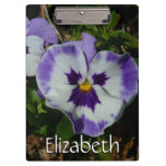 Purple and White Pansies Colorful Floral Clipboard