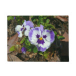 Purple and White Pansies Colorful Floral Doormat