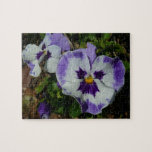 Purple and White Pansies Colorful Floral Jigsaw Puzzle