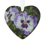 Purple and White Pansies Colorful Floral Ornament