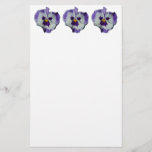 Purple and White Pansies Colorful Floral Stationery