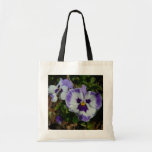 Purple and White Pansies Colorful Floral Tote Bag