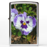 Purple and White Pansies Colorful Floral Zippo Lighter