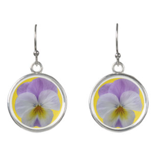Purple and White Pansies Earrings
