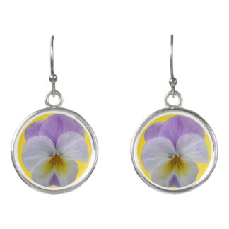 Purple and White Pansies Earrings