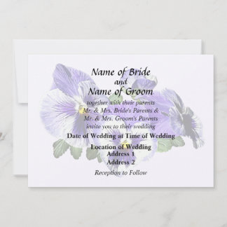 Purple and White Pansies Invitation