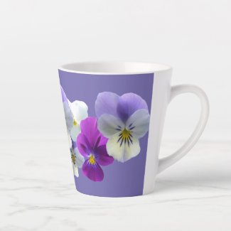 Purple and White Pansies Lilac Latte Mug