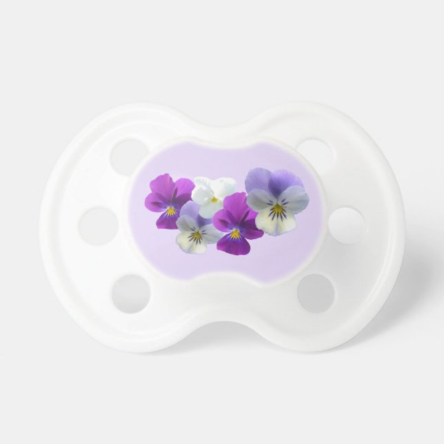 Purple and White Pansies Pacifier (Front)