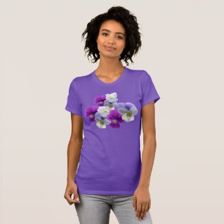 Purple and White Pansies Purple T-Shirt