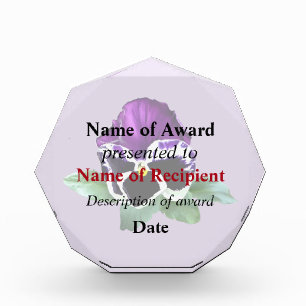Purple and White Pansy Acrylic Award