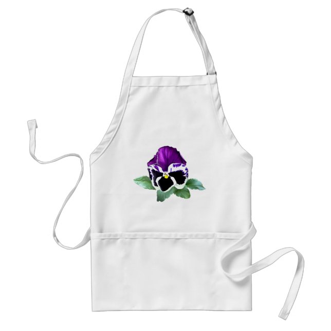 Purple and White Pansy Adult Apron (Front)