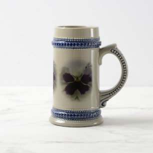 Purple and white pansy beer stein