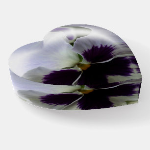 Purple and white pansy paperweight