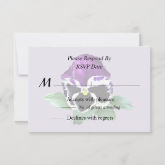 Purple and White Pansy RSVP Card
