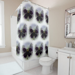 Purple and white pansy shower curtain