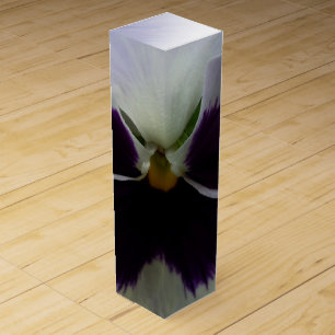 Purple and white pansy wine box