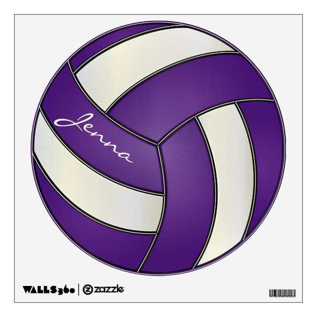 Purple and White Personalize Volleyball Wall Decal (Front)
