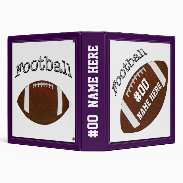 Purple and White Personalized Football Photo Album 3 Ring Binder (Background)
