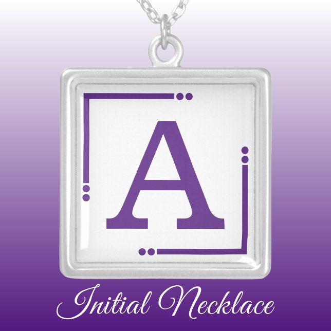 Purple and white personalized initial silver plated necklace (Creator Uploaded)