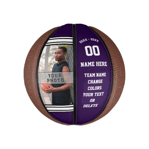 Purple and White Personalized Mini Basketball