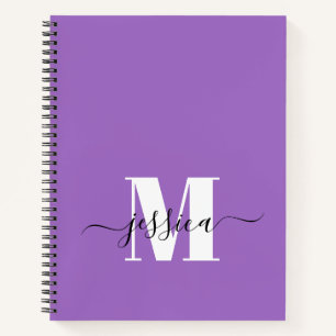 Purple and White Personalized Monogram Notebook