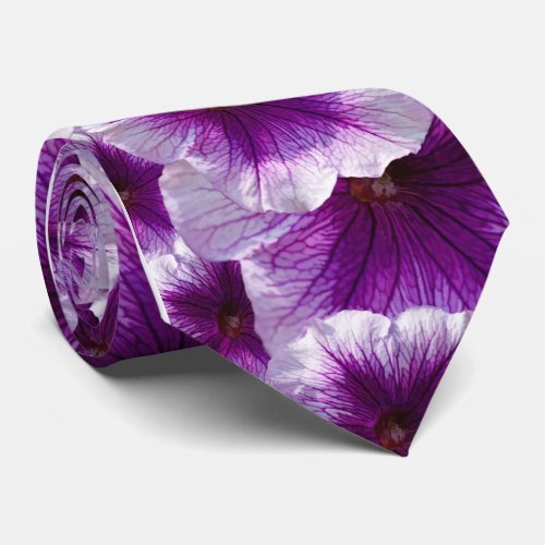 Purple and White Petunias Tie