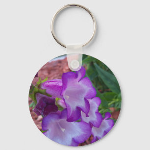 Purple and white phoenix penstemon flowers keychain