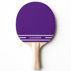 Purple and White Ping Pong Paddle with Name