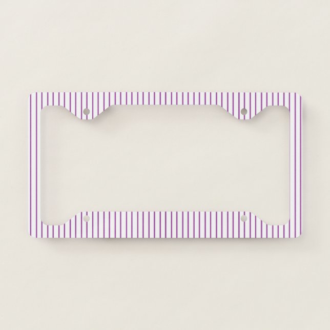 Purple and White Pinstripe License Plate Frame (Front)