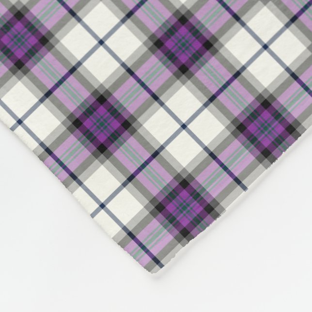 Purple and White Plaid Alexander of Menstry Tartan Fleece Blanket (Corner)