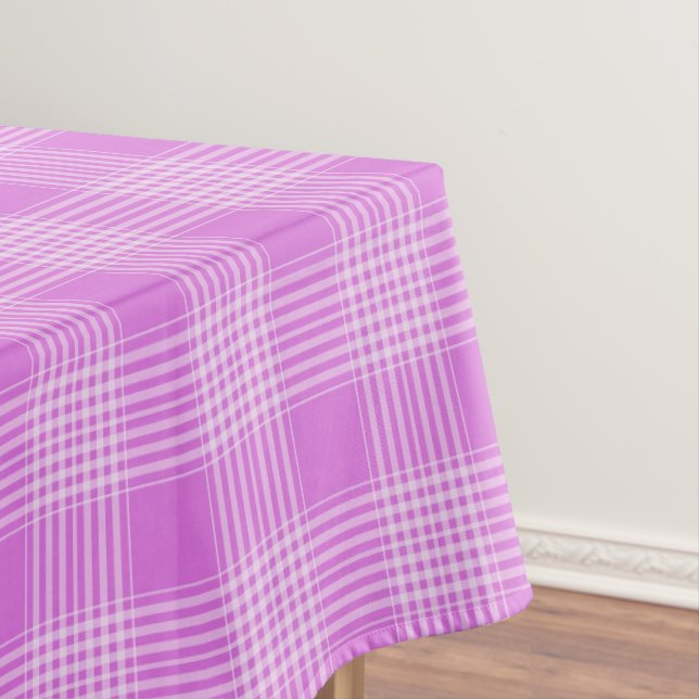 Purple and White Plaid Checkered Tablecloth (In Situ)