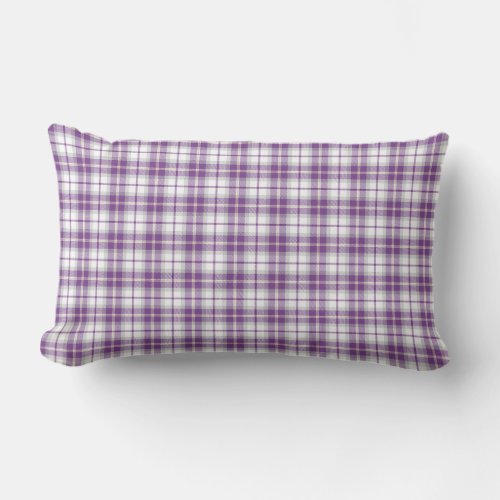 Purple and White Plaid Pattern Lumbar Pillow