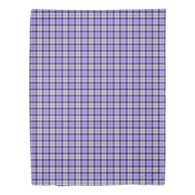 Purple and White Plaid Strathclyde Scotland Tartan Duvet Cover (Front)