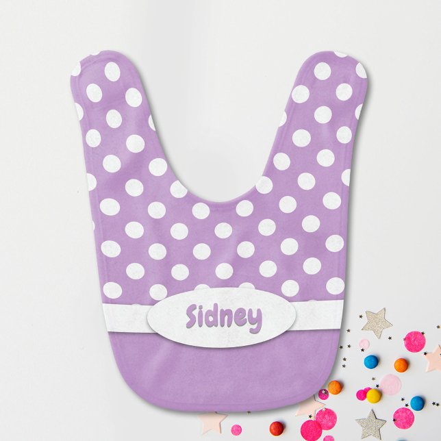 Purple and White Polka Dot Baby Bib (Creator Uploaded)