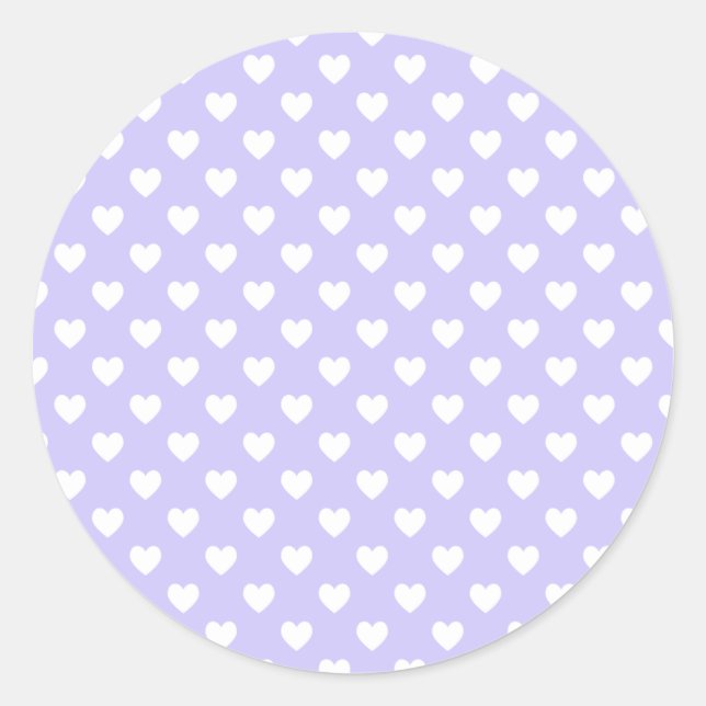 Purple and White Polka Dot Hearts Blank Classic Round Sticker (Front)