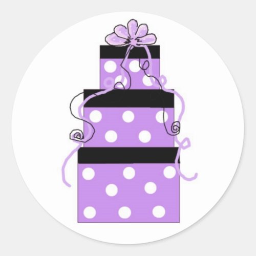 Purple and White Polka Dot Packages Classic Round Sticker
