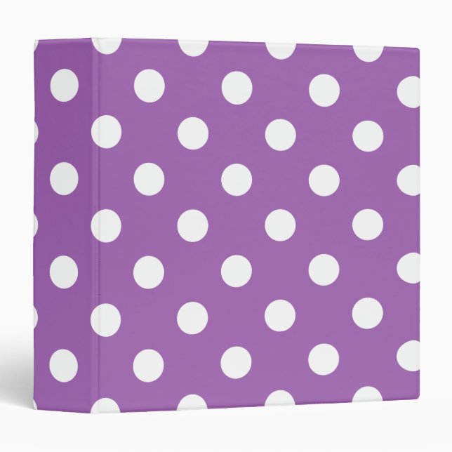 Purple And White Polka Dot Pattern 3 Ring Binder (Front/Spine)