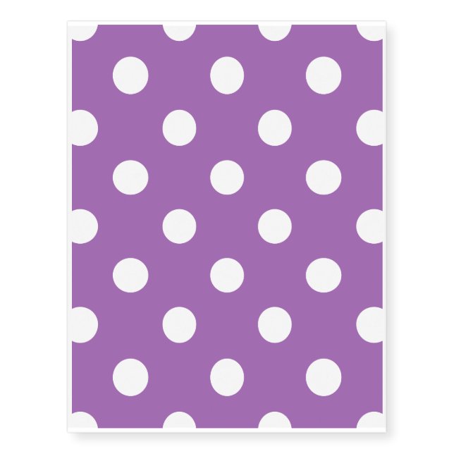 Purple And White Polka Dot Pattern Temporary Tattoos (Front)