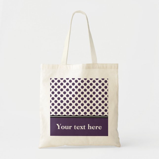 Purple and White Polka Dot, Personalized Tote Bag (Front)