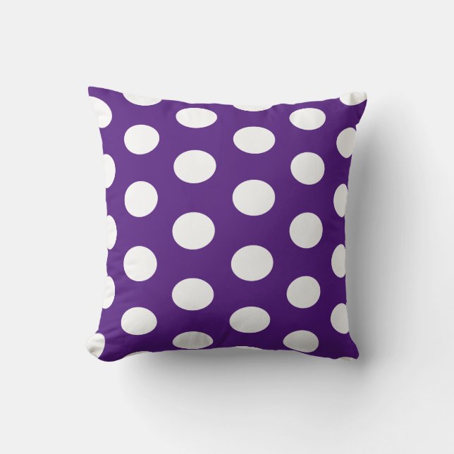 Purple and white polka dot throw pillow (Front)