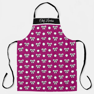 Purple and White Polka Dots and Bows Personalized Apron