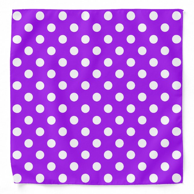 Purple and White Polka Dots Bandana (Front)