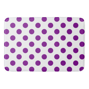 Purple and white polka dots bath mat
